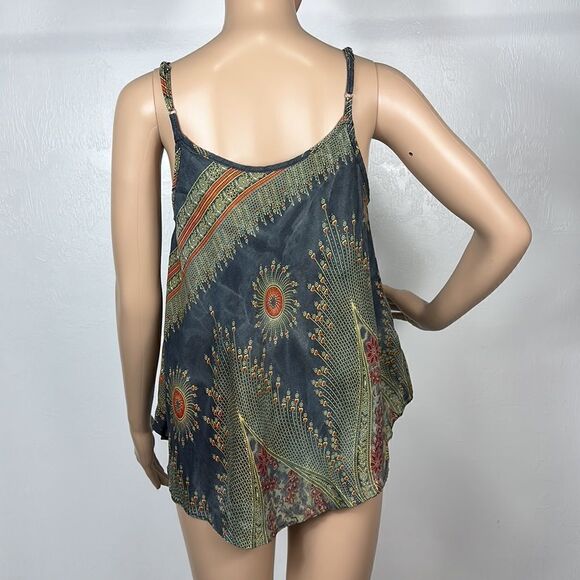 Spaghetti Straps Rayon Printed Tank Top Size S - Picture 3 of 7